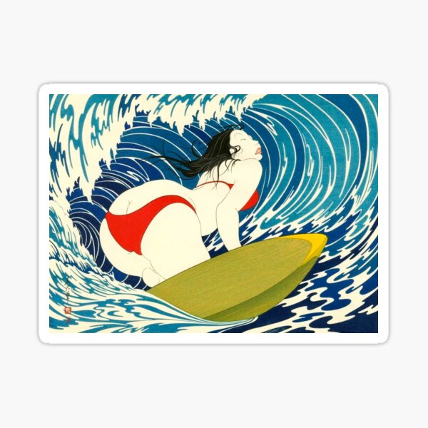 Aperçu de l'œuvre Vague au large de Kanagawa | Yoshio Okada – Surfeuse créée et vendue par TeeARTHY.