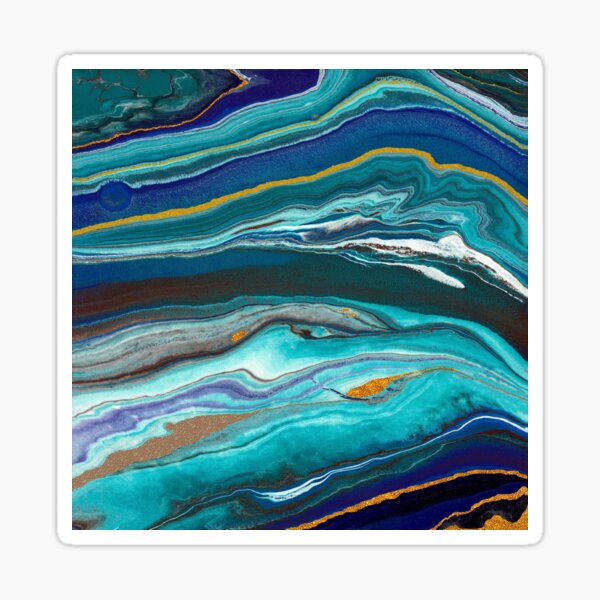 Bling Blue Flow - Acrylic Fluid Artwork Sticker