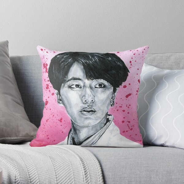 Jin Splatter Portrait Throw Pillow