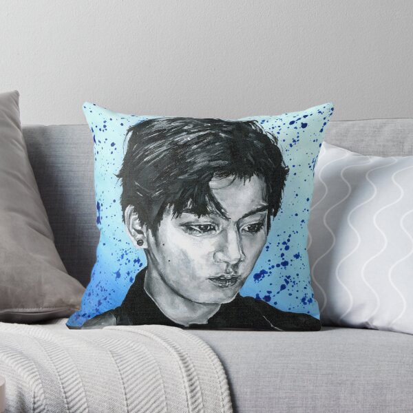 Jungkook Splatter Portrait Throw Pillow