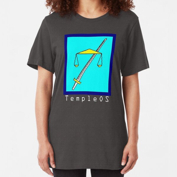 TempleOS Text Logo Slim Fit T-Shirt