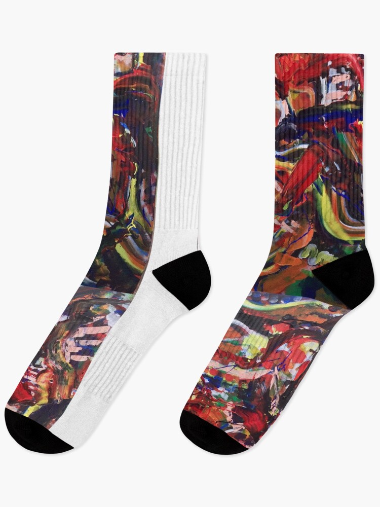 Thumbnail 1 of 5, Socks, Red Abstract Art , Aesthetic Abstract , Red Pattern , Red Abstract Pattern designed and sold by BeTheVibe.
