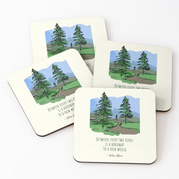 Item preview, Hand Illustrated John Muir Nature Quote, Between Every Two Pines is the Gateway to a New World designed and sold by IceCreamMuseum.