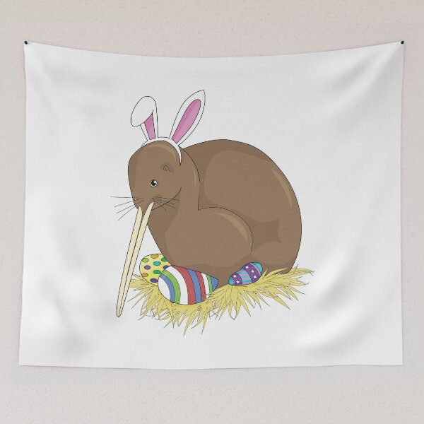 Item preview, NZ Kiwi Easter Bunny with Easter Eggs - Crisp White designed and sold by ZennicDesigns.