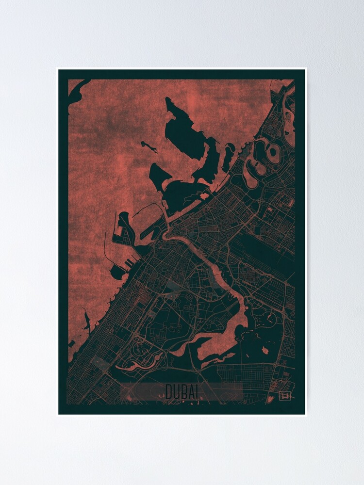 Alternate view of Dubai Map Red Poster
