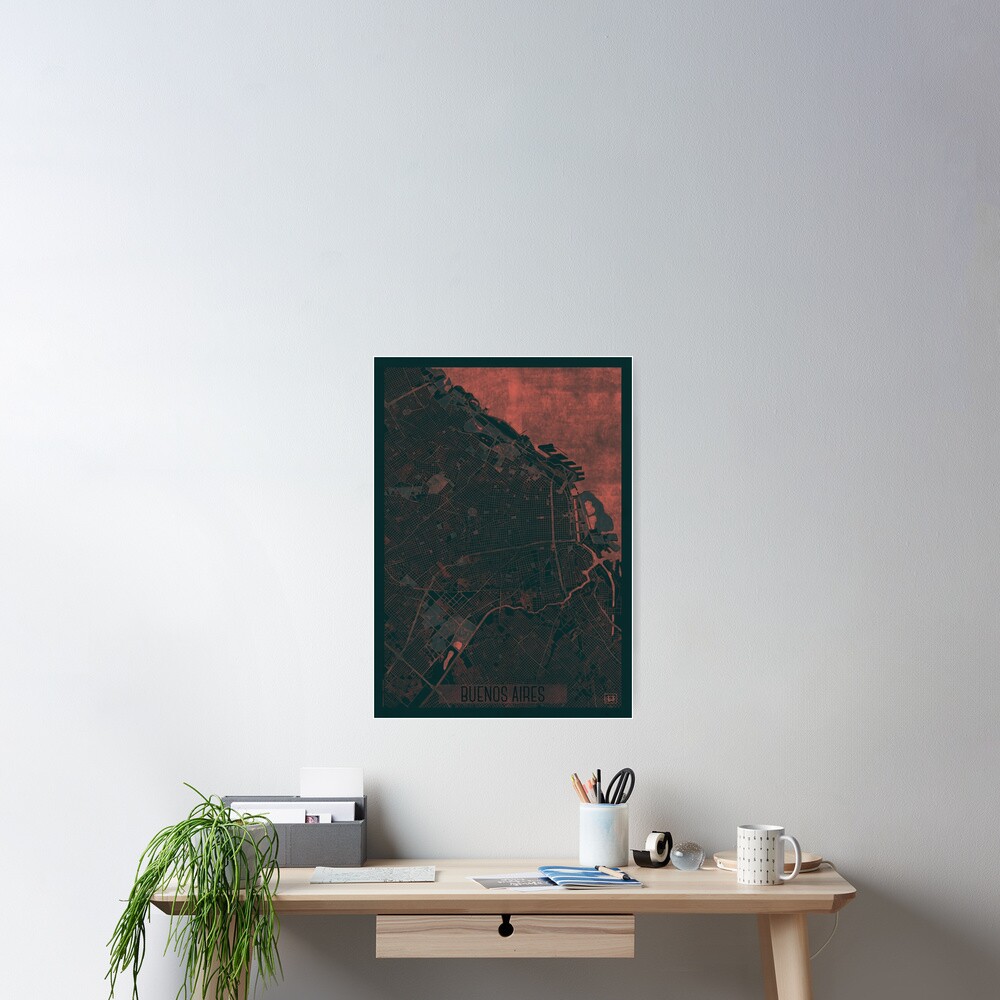 Buenos Aires Map Red Poster