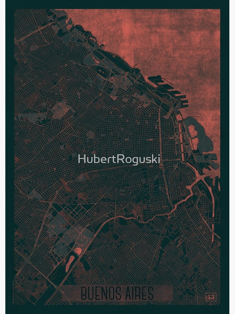 Buenos Aires Map Red by HubertRoguski