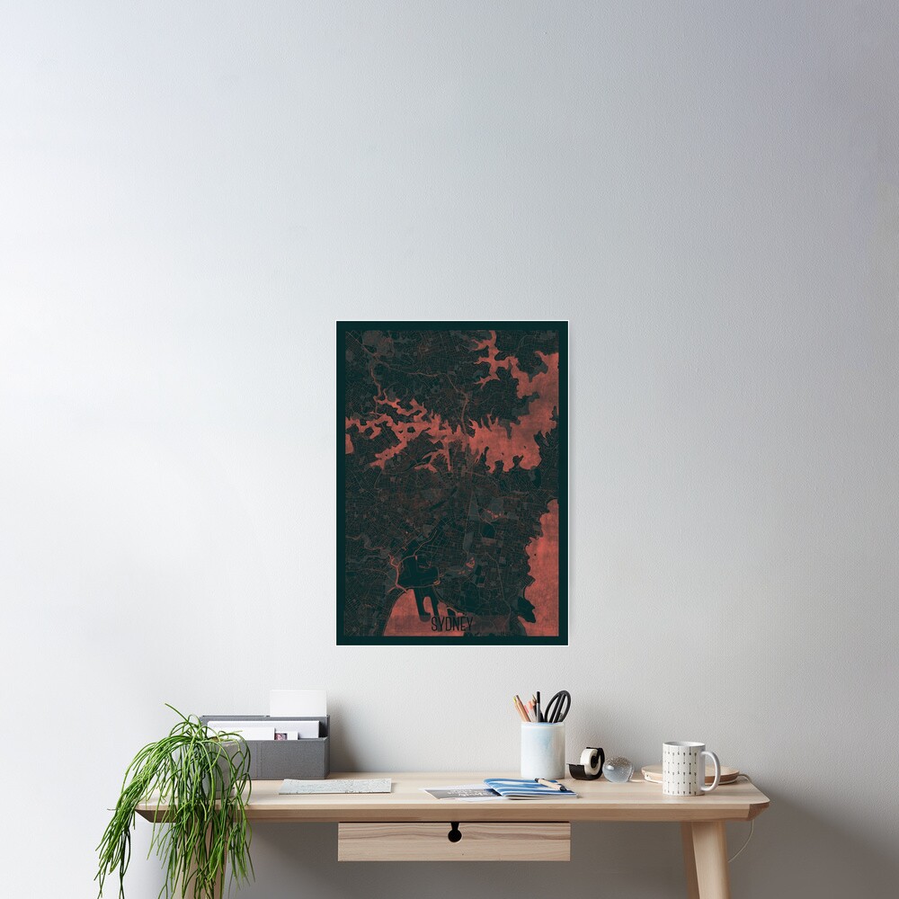 Sydney Map Red Poster