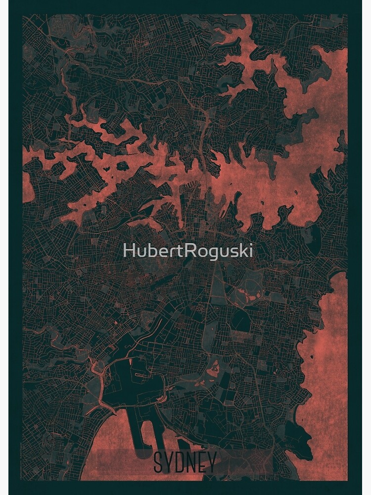Sydney Map Red by HubertRoguski
