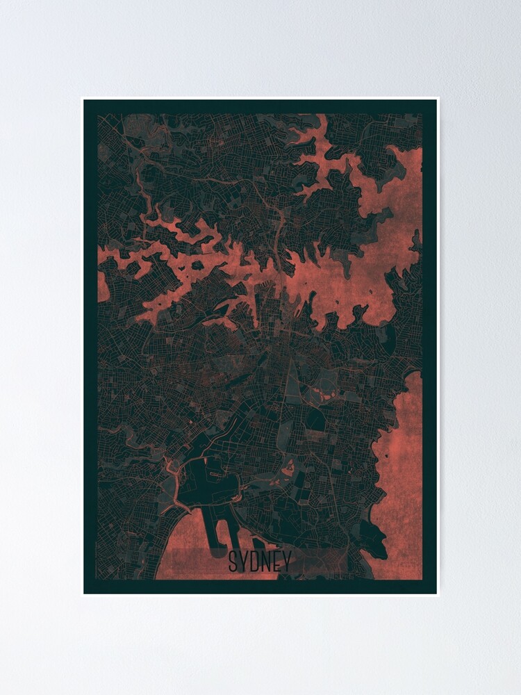 Alternate view of Sydney Map Red Poster