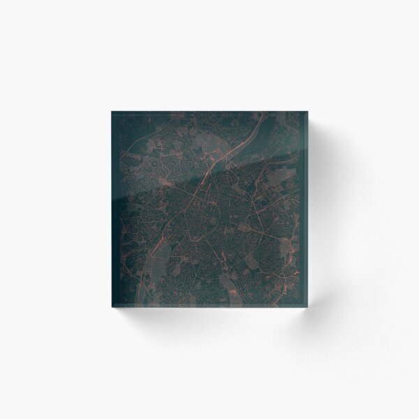 Brussels Map Red Acrylic Block