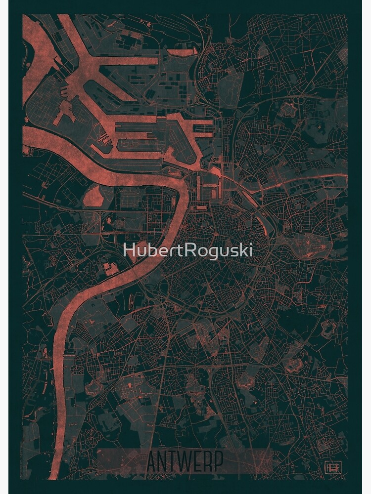 Antwerp Map Red by HubertRoguski