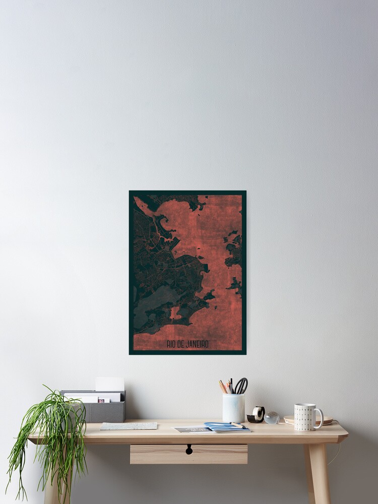 Thumbnail 1 of 3, Poster, Rio de Janerio Map Red designed and sold by HubertRoguski.