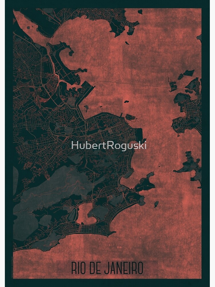 Thumbnail 3 of 3, Poster, Rio de Janerio Map Red designed and sold by HubertRoguski.