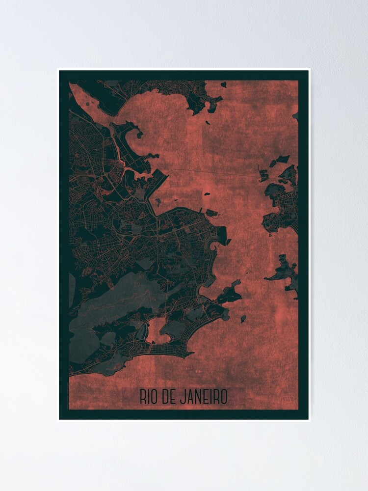 Thumbnail 2 of 3, Poster, Rio de Janerio Map Red designed and sold by HubertRoguski.