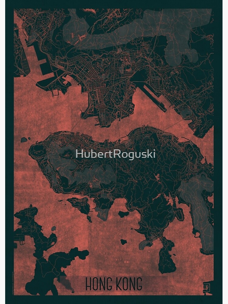 Thumbnail 3 of 3, Poster, Hong Kong Map Red designed and sold by HubertRoguski.
