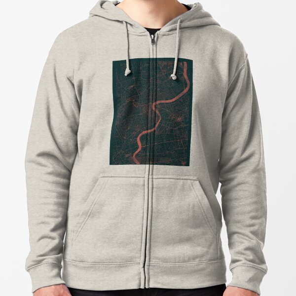 Shanghai Map Red Zipped Hoodie