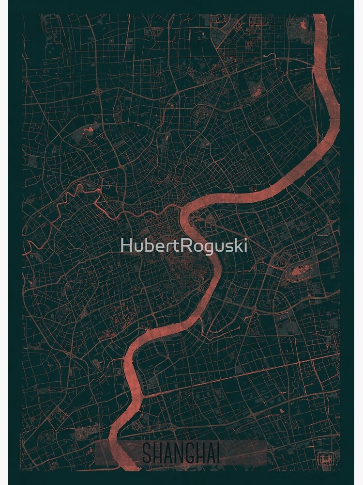Shanghai Map Red by HubertRoguski