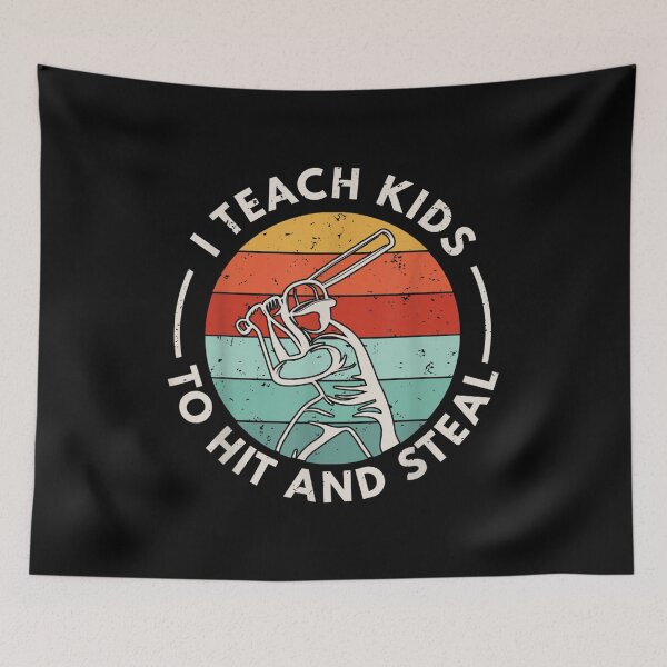 Item preview, I Teach Kids To Hit And Steal Funny Retro Vintage Baseball  designed and sold by cysandy.