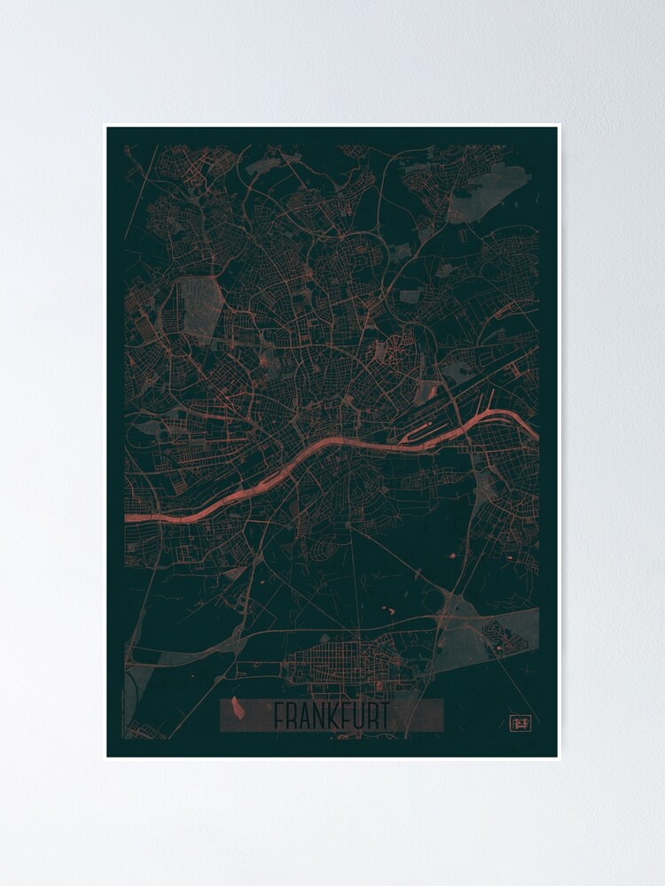Alternate view of Frankfurt Map Red Poster