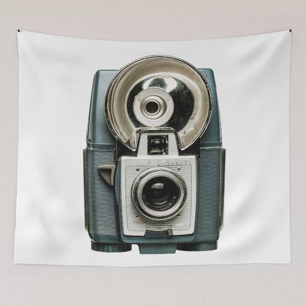 Item preview, Vintage Blue Film Camera with Flash - Retro  designed and sold by inkandmoth.