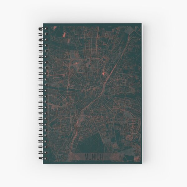 Munich Map Red Spiral Notebook
