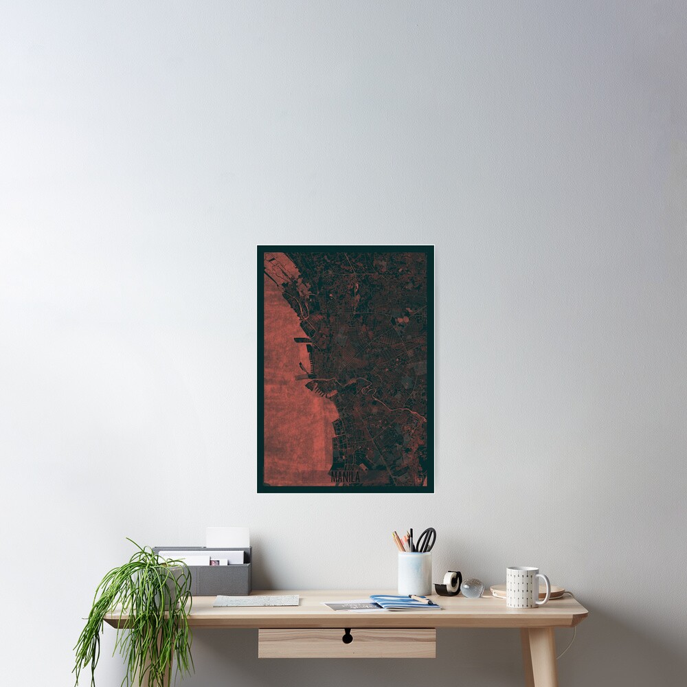 Manila Map Red Poster