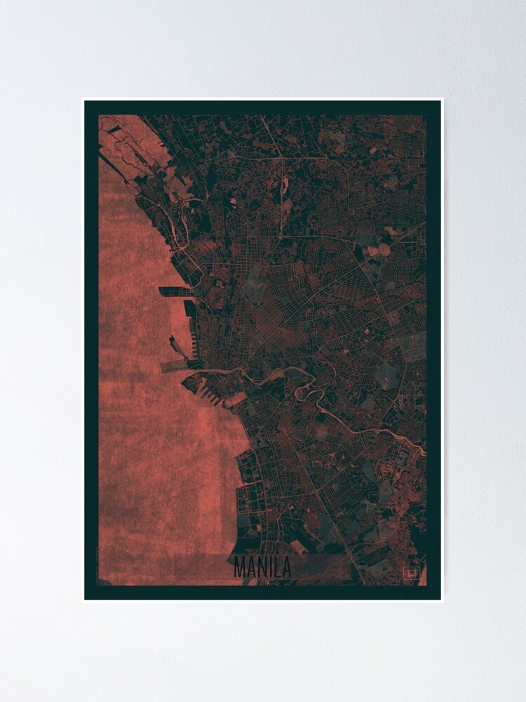 Alternate view of Manila Map Red Poster