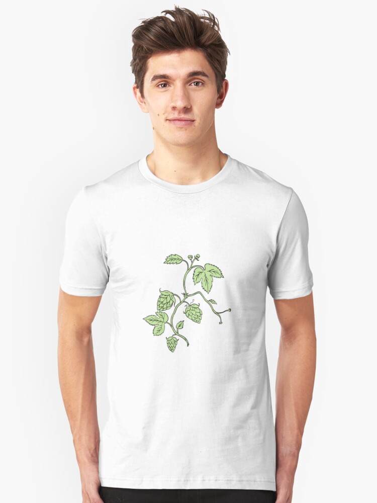 Alternative Ansicht von Hopfenpflanze, die Zeichnung klettert Slim Fit T-Shirt