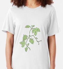 Hopfenpflanze, die Zeichnung klettert Slim Fit T-Shirt