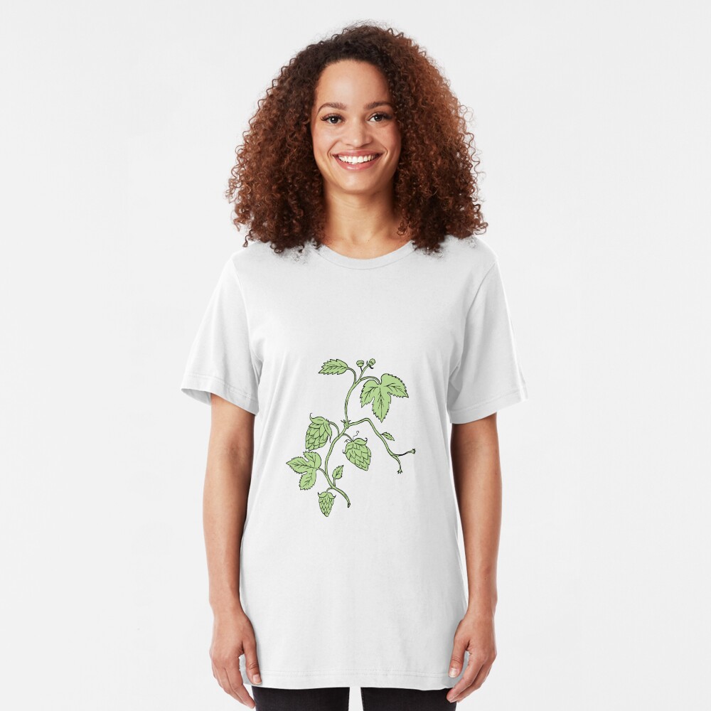 Hopfenpflanze, die Zeichnung klettert Slim Fit T-Shirt