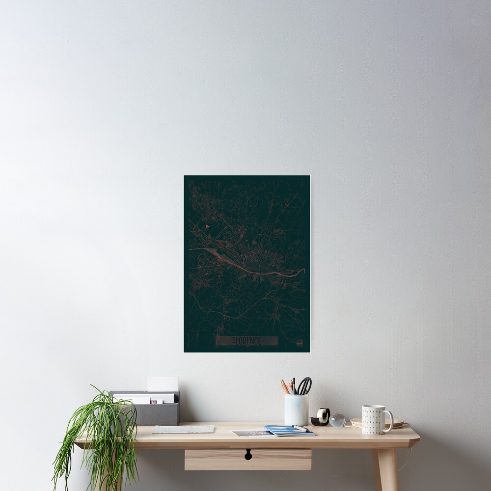 Florence Map Red Poster