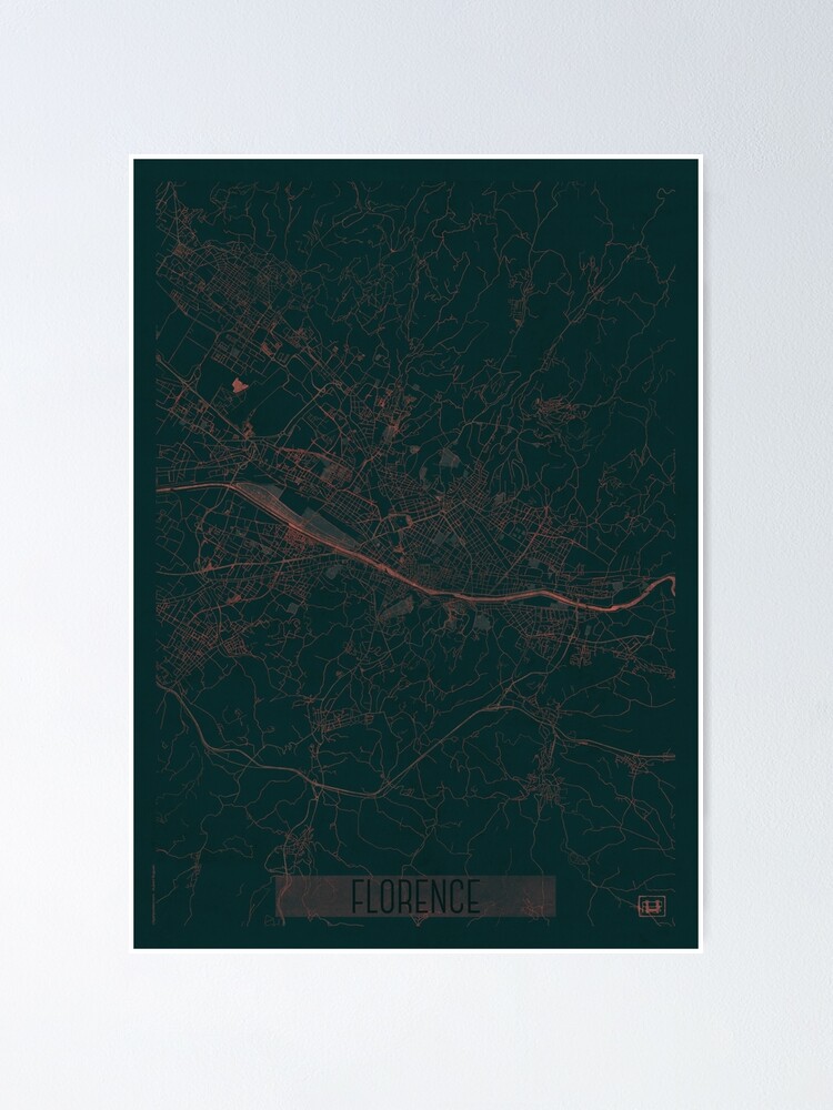 Alternate view of Florence Map Red Poster
