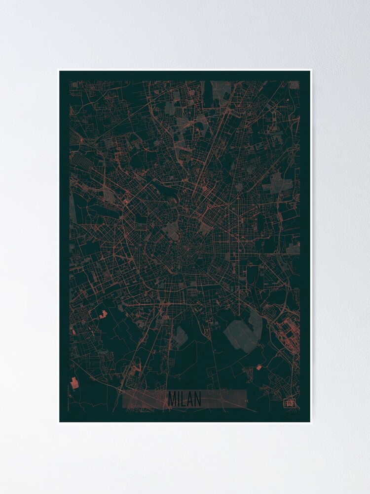 Poster, Milan Map Red designed and sold by HubertRoguski