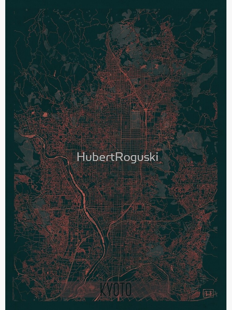 Kyoto Map Red by HubertRoguski