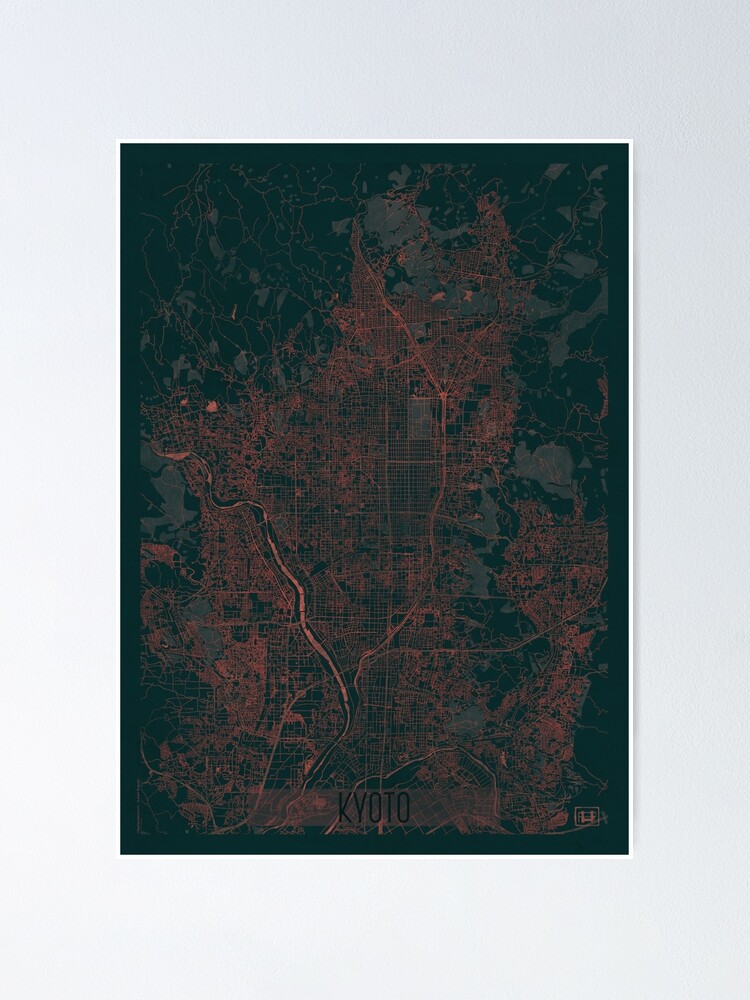 Alternate view of Kyoto Map Red Poster