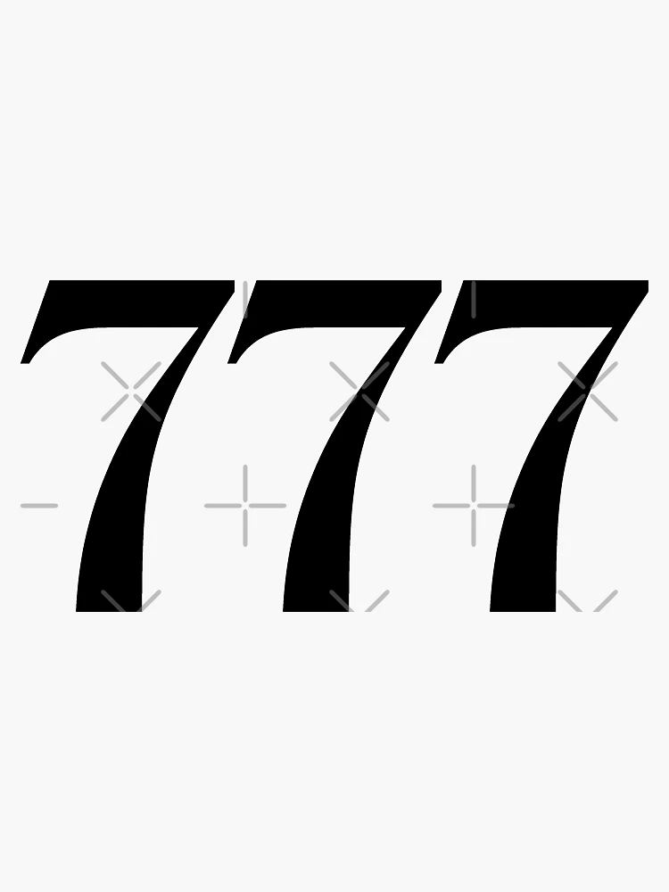 Angel Numbers 777 (Black) Sticker for Sale by MaddieBreckner