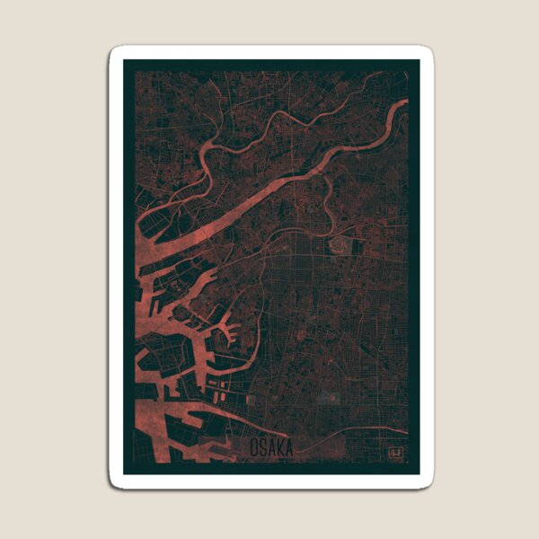 Osaka Map Red Magnet