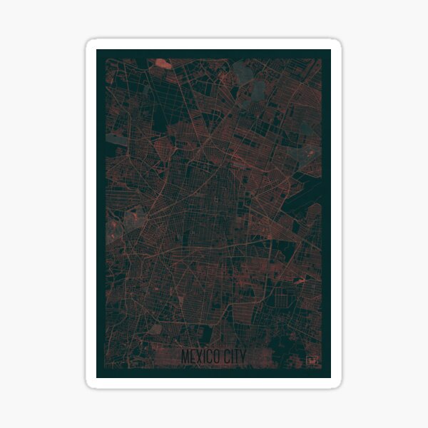 Mexico City Map Red Sticker