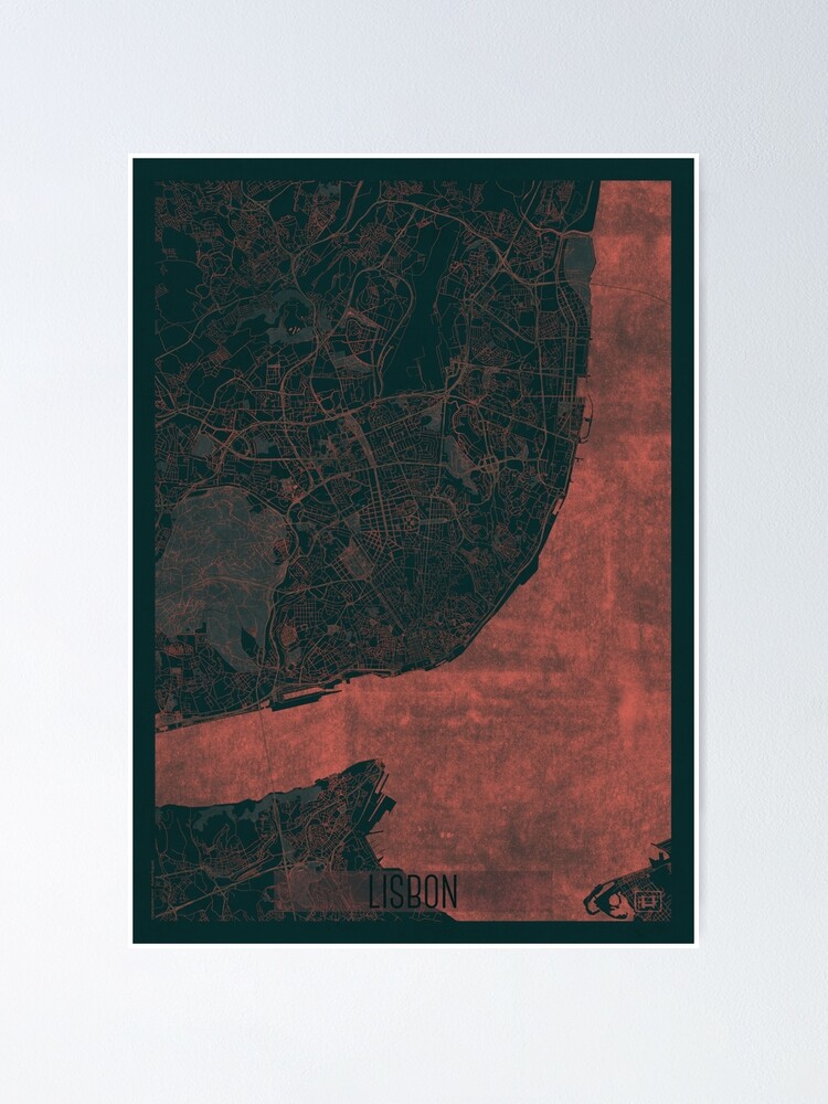 Alternate view of Lisbon Map Red Poster