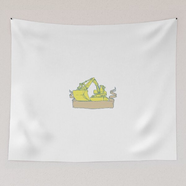 Item preview, Mechanical Digger Excavator Ribbon Scroll Drawing designed and sold by patrimonio.