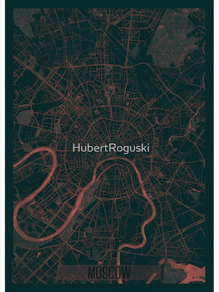 Moscow Map Red by HubertRoguski