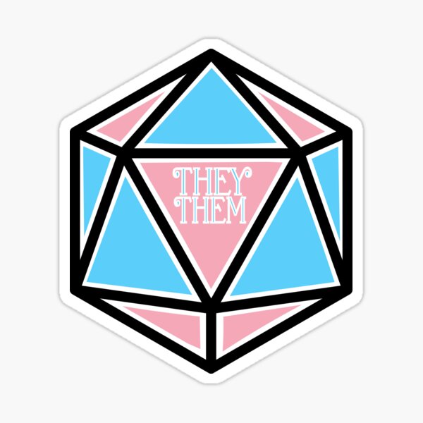 Trans Pronoun Pride D20 They/Them Sticker