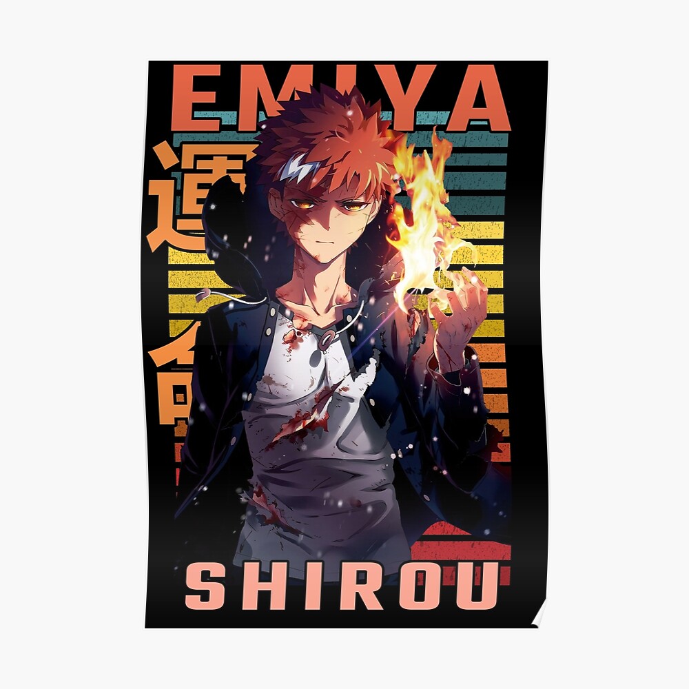 Shirou Emiya Fate Stay Night Feito Sutei Naito Anime Manga Retro Design Poster For Sale By Animedesignshop Redbubble