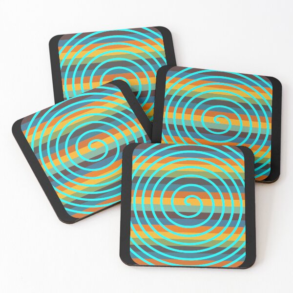 Item preview, Bright Psychedelic Teal Spiral Retro Stripe Background designed and sold by artfulnotebook.
