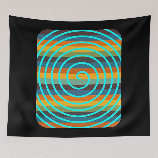 Item preview, Bright Psychedelic Teal Spiral Retro Stripe Background designed and sold by artfulnotebook.