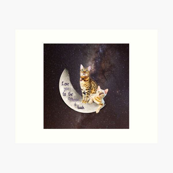 Bengal Cats Love You to the Moon & Back Square Art Print