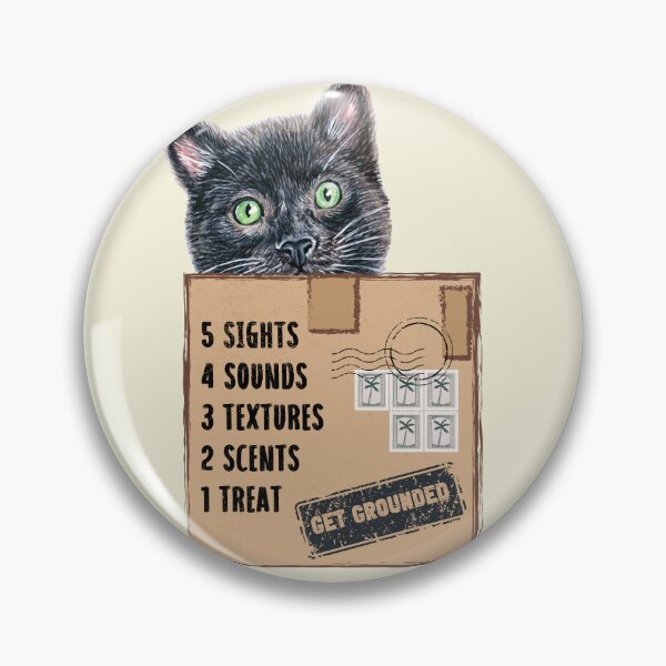 Item preview, Cat in a Box Collection. Wise Cat reminder: when feelings are overwhelming, get grounded, 54321 technique prompt designed and sold by Wise-Cats.