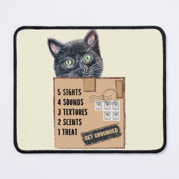 Item preview, Cat in a Box Collection. Wise Cat reminder: when feelings are overwhelming, get grounded, 54321 technique prompt designed and sold by Wise-Cats.