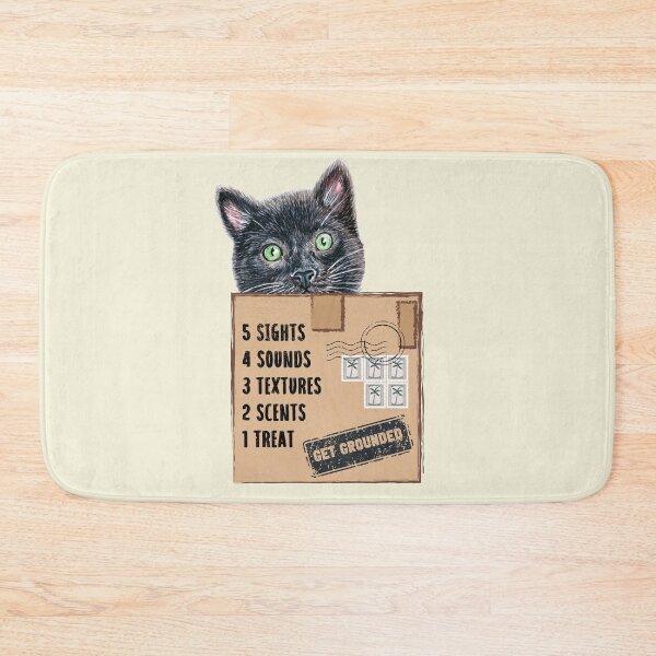Item preview, Cat in a Box Collection. Wise Cat reminder: when feelings are overwhelming, get grounded, 54321 technique prompt designed and sold by Wise-Cats.